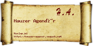 Hauzer Agenór névjegykártya
